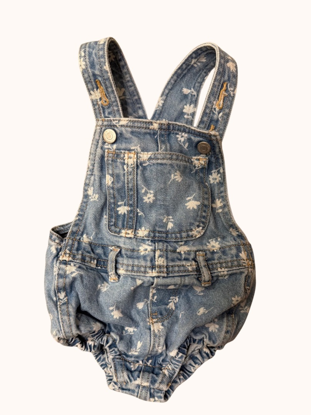 Old Navy Blue Floral Denim Baby Overalls